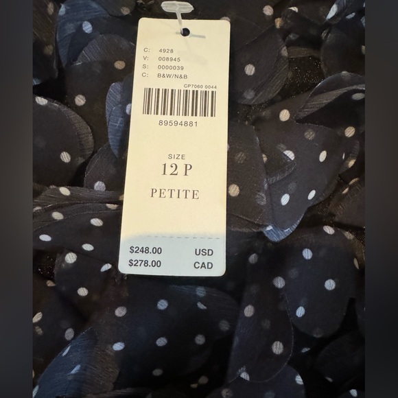 Maeve By Anthropologie Black And White 3D Polka Dot Floral Mini Dress SZ 12P NWT - Picture 11 of 15